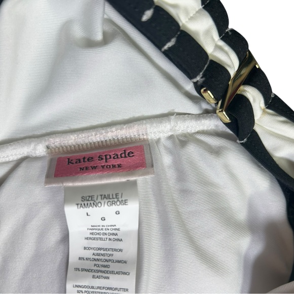 KATE SPADE Contrast Bandeau Bikini Top Pique Texture Colorblocking size L NWT - Picture 5 of 8